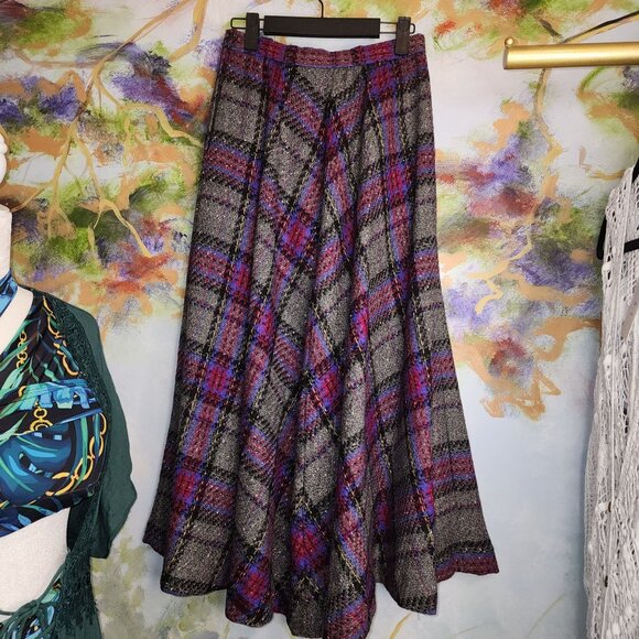 Vintage Evan Picone Tartan Plaid Wool Midi Skirt With Lining - Picture 2 of 14